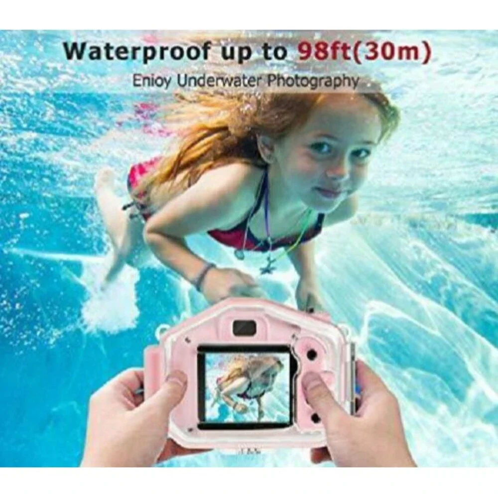 Agoigo Kids Waterproof Camera Pink 2 inch Screen Comes With Extra Set Blue NIB